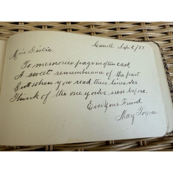 Antique 1880s Autograph Book Carroll Iowa Some Signed Pages - Picture 6 of 16